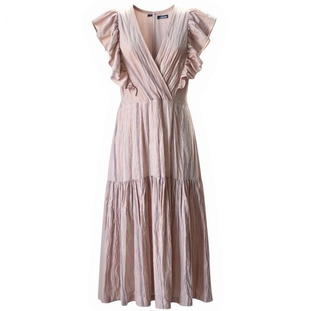 Rebecca Taylor Womens Ruffled Midi Dress Size 4 Cotton Blend